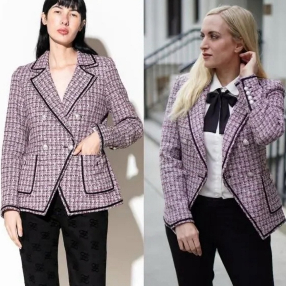 Veronica Beard Theron Tweed Double Breasted Blazer - Picture 4 of 15